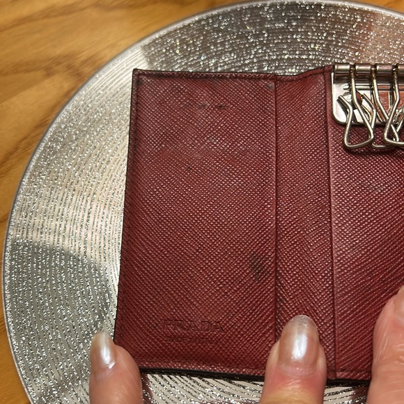 Prada Burgundy Leather Key Case / Card Holder - Picture 5 of 9